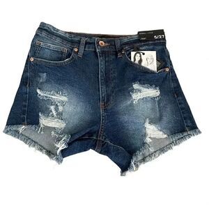 Kendall & Kylie the Icon Short High Rise Cotton Blend Denim Blue SZ 5/27 #1185